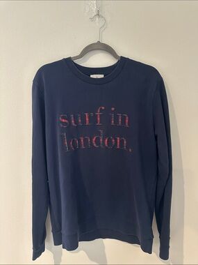 Cuisse De Grenouille Navy 'Surf in London’ Crewneck Sweatshirt Size Medium